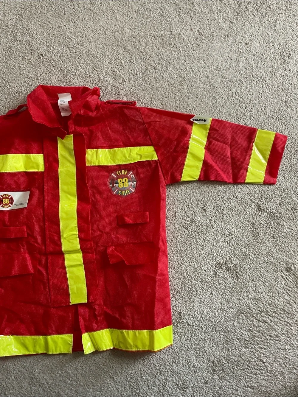Kids Red Firefighter Jacket with Yellow Reflective Stripes
